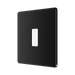 BG GridLite Flatplate Screwless Matt Black 1G Grid Plate MFFB1 – angled view