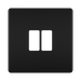 BG GridLite Flatplate Screwless Matt Black 2G Grid Plate MFFB2 – front view