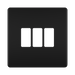 BG GridLite Flatplate Screwless Matt Black 3G Grid Plate MFFB3 – front view