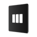 BG GridLite Flatplate Screwless Matt Black 3G Grid Plate MFFB3 – angled view