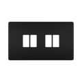 BG GridLite Flatplate Screwless Matt Black 4G Grid Plate MFFB4 – front view