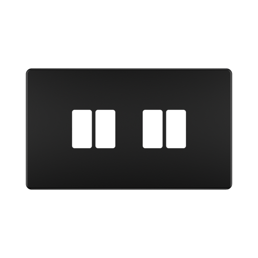 BG GridLite Flatplate Screwless Matt Black 4G Grid Plate MFFB4 – front view