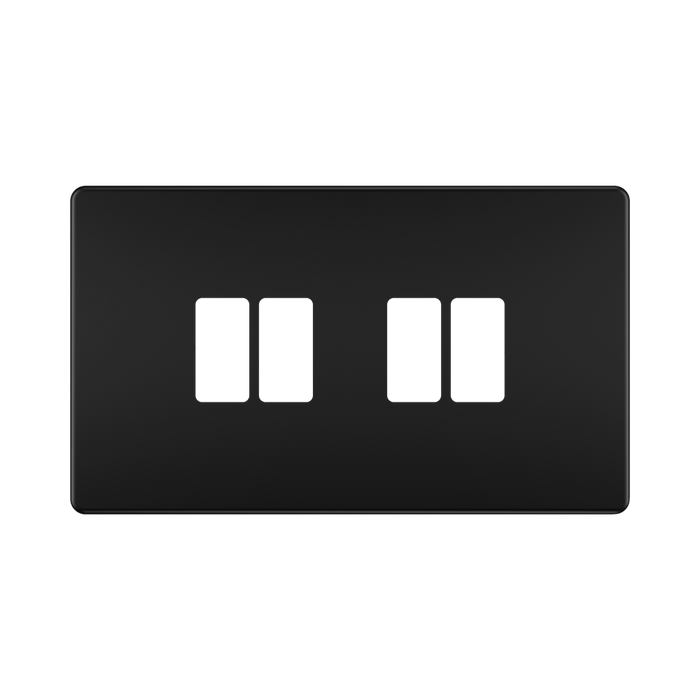 BG GridLite Flatplate Screwless Matt Black 4G Grid Plate MFFB4 – front view