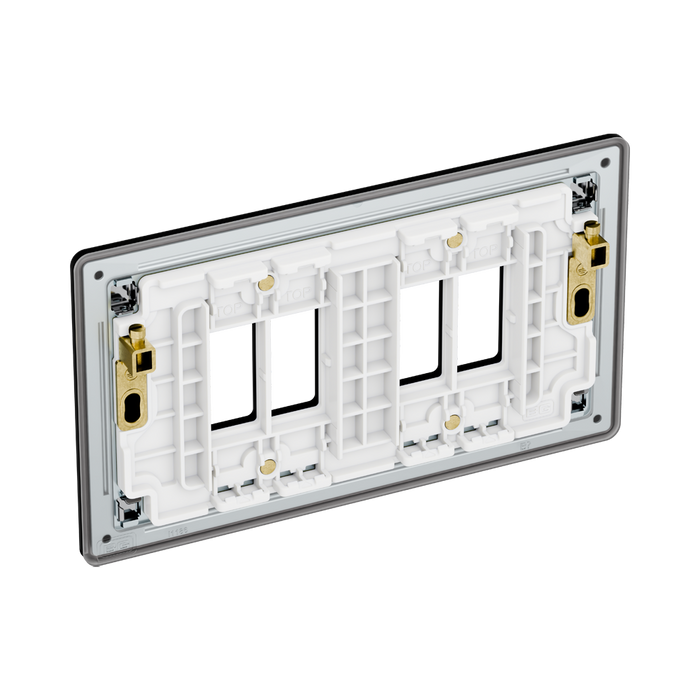 BG GridLite Flatplate Screwless Matt Black 4G Grid Plate MFFB4 – side view
