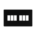 BG GridLite Flatplate Screwless Matt Black 6G Grid Plate MFFB6 – front view