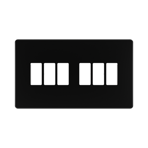 BG GridLite Flatplate Screwless Matt Black 6G Grid Plate MFFB6 – front view