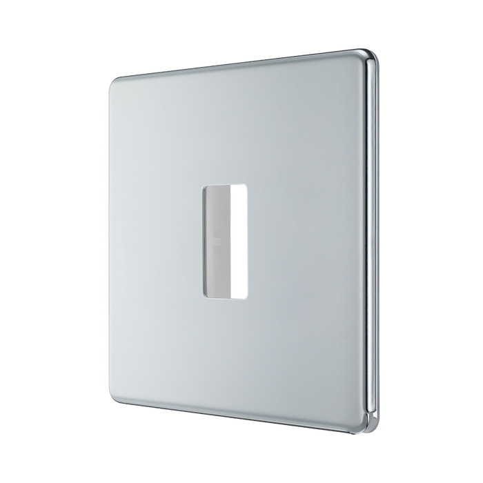BG GridLite Flatplate Screwless Polished Chrome 1G Grid Plate MFPC1 – angled view
