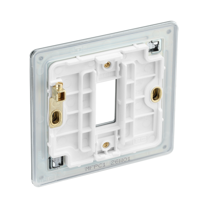 BG GridLite Flatplate Screwless Polished Chrome 1G Grid Plate MFPC1 – side view