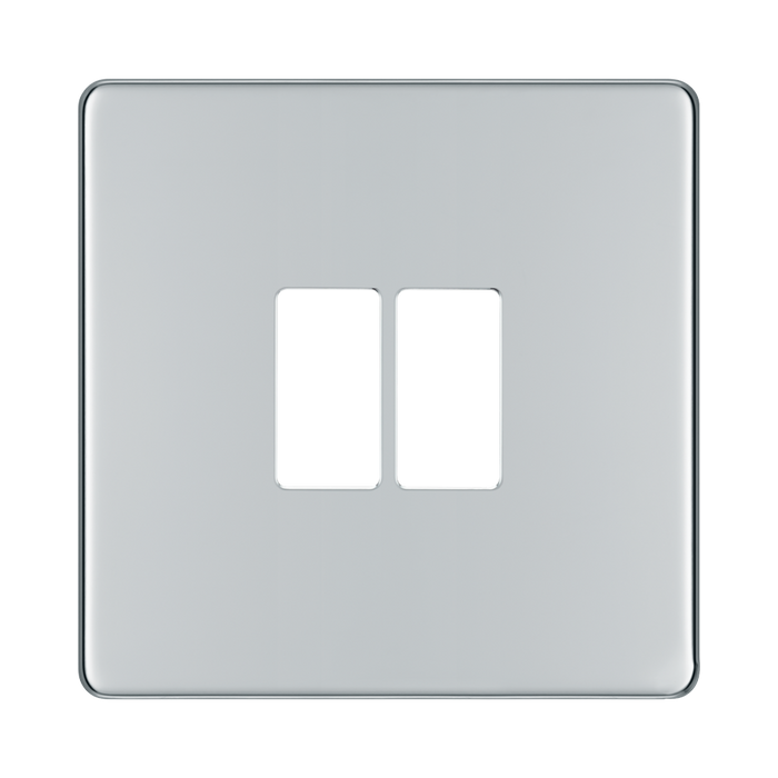 BG GridLite Flatplate Screwless Polished Chrome 2G Grid Plate MFPC2 – front view