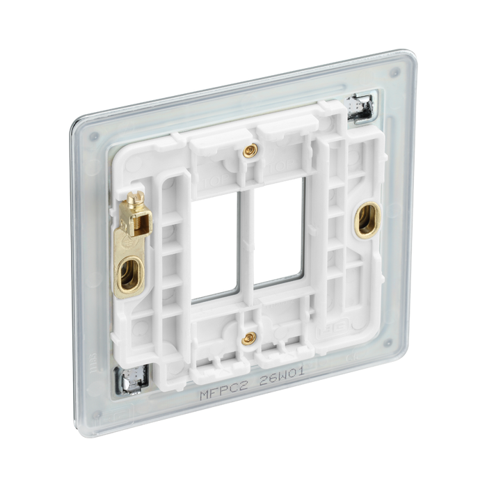BG GridLite Flatplate Screwless Polished Chrome 2G Grid Plate MFPC2 – side view