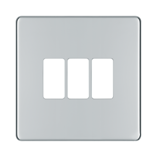 BG GridLite Flatplate Screwless Polished Chrome 3G Grid Plate MFPC3 – front view