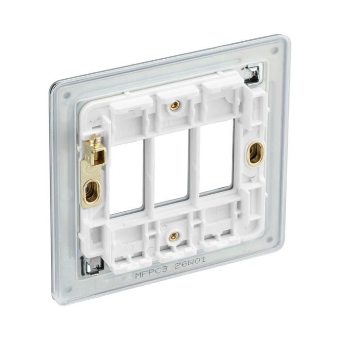 BG GridLite Flatplate Screwless Polished Chrome 3G Grid Plate MFPC3 – side view