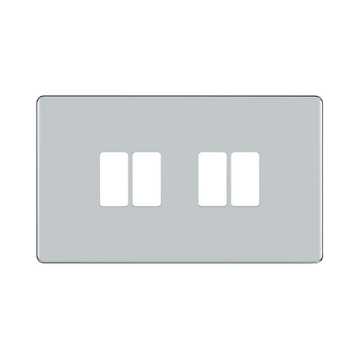 BG GridLite Flatplate Screwless Polished Chrome 4G Grid Plate MFPC4 – front view
