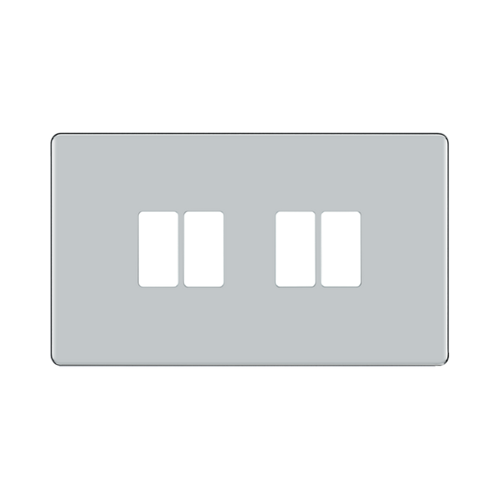 BG GridLite Flatplate Screwless Polished Chrome 4G Grid Plate MFPC4 – front view