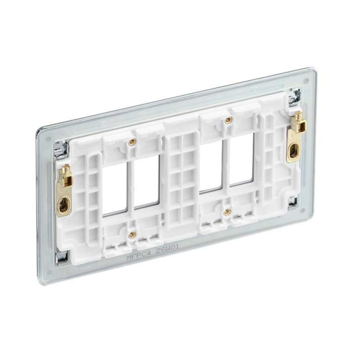 BG GridLite Flatplate Screwless Polished Chrome 4G Grid Plate MFPC4 – side view