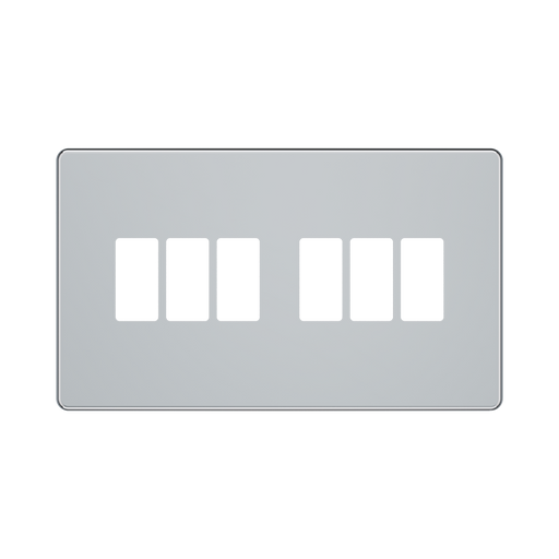 BG GridLite Flatplate Screwless Polished Chrome 6G Grid Plate MFPC6 – front view