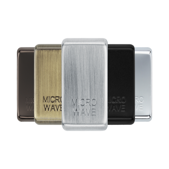 BG Grid Brushed Steel microwave engraved rocker cap colour range with Brushed Steel at the front