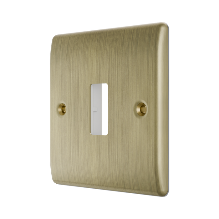 BG GridLite Nexus Metal Antique Brass 1G Grid Plate MNAB1 – angled view