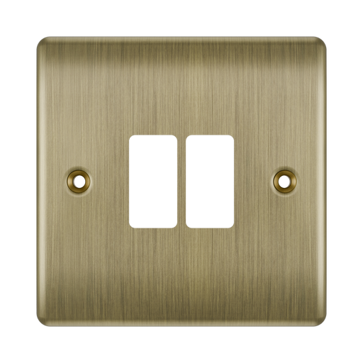 BG GridLite Nexus Metal Antique Brass 2G Grid Plate MNAB2 – front view