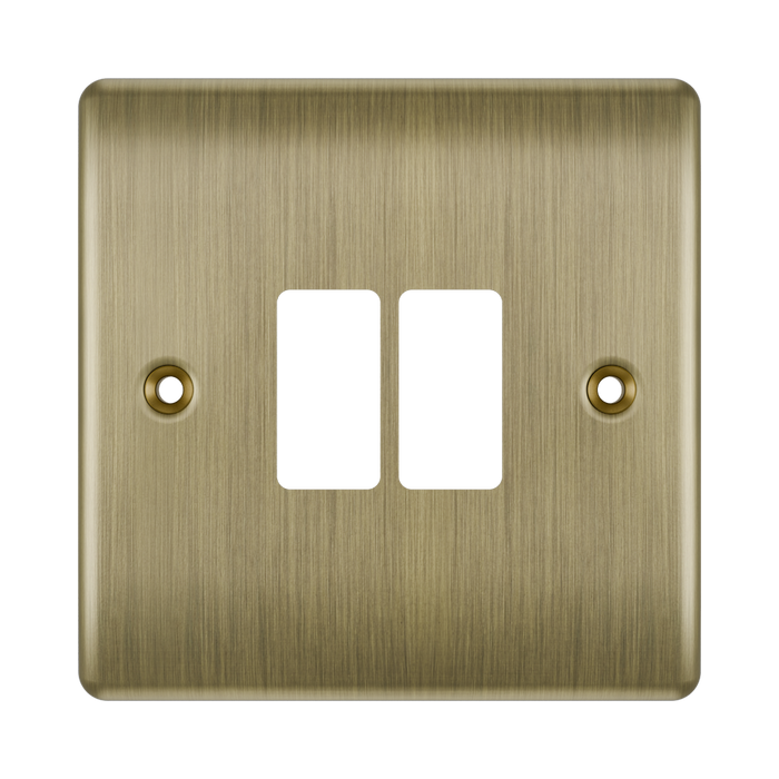 BG GridLite Nexus Metal Antique Brass 2G Grid Plate MNAB2 – front view