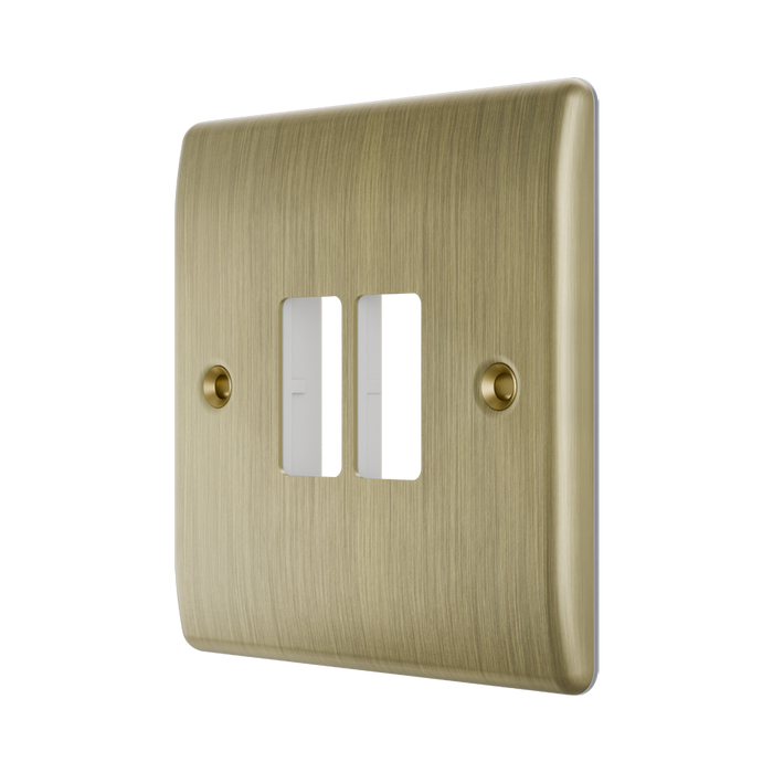 BG GridLite Nexus Metal Antique Brass 2G Grid Plate MNAB2 – angled view
