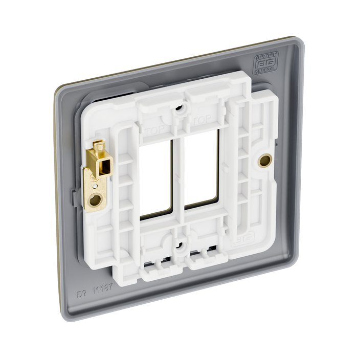 BG GridLite Nexus Metal Antique Brass 2G Grid Plate MNAB2 – side view