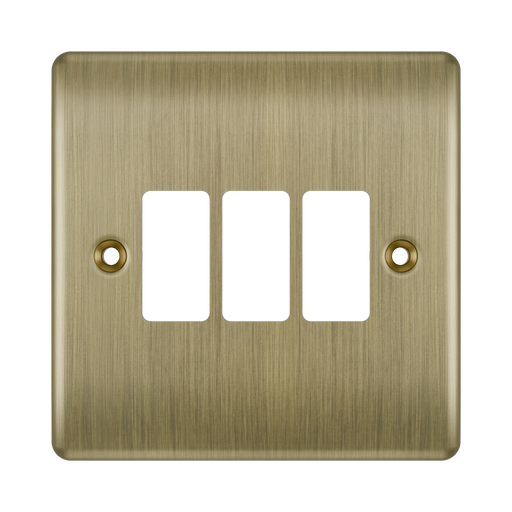 BG GridLite Nexus Metal Antique Brass 3G Grid Plate MNAB3 – front view