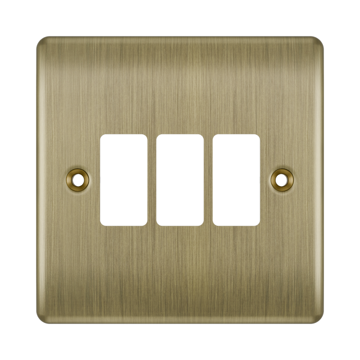 BG GridLite Nexus Metal Antique Brass 3G Grid Plate MNAB3 – front view