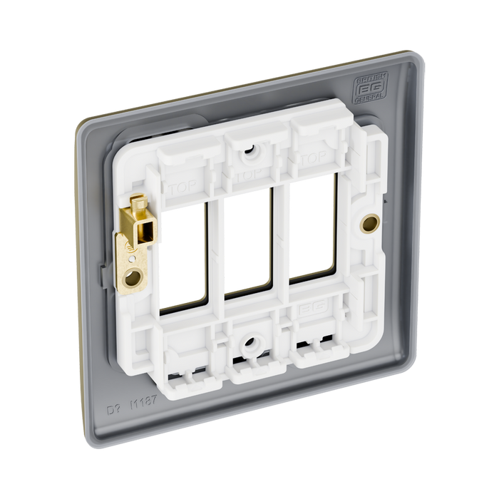BG GridLite Nexus Metal Antique Brass 3G Grid Plate MNAB3 – side view