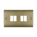 BG GridLite Nexus Metal Antique Brass 4G Grid Plate MNAB4 – front view