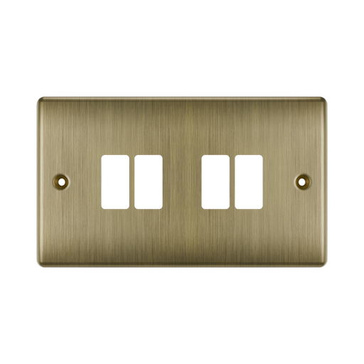 BG GridLite Nexus Metal Antique Brass 4G Grid Plate MNAB4 – front view