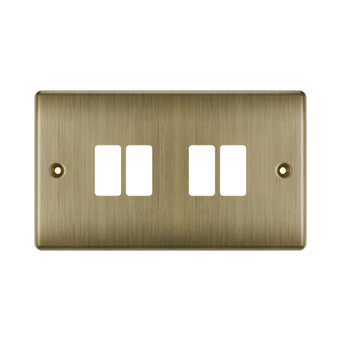 BG GridLite Nexus Metal Antique Brass 4G Grid Plate MNAB4 – front view