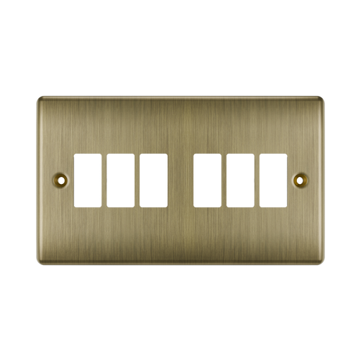 BG GridLite Nexus Metal Antique Brass 6G Grid Plate MNAB6 – front view