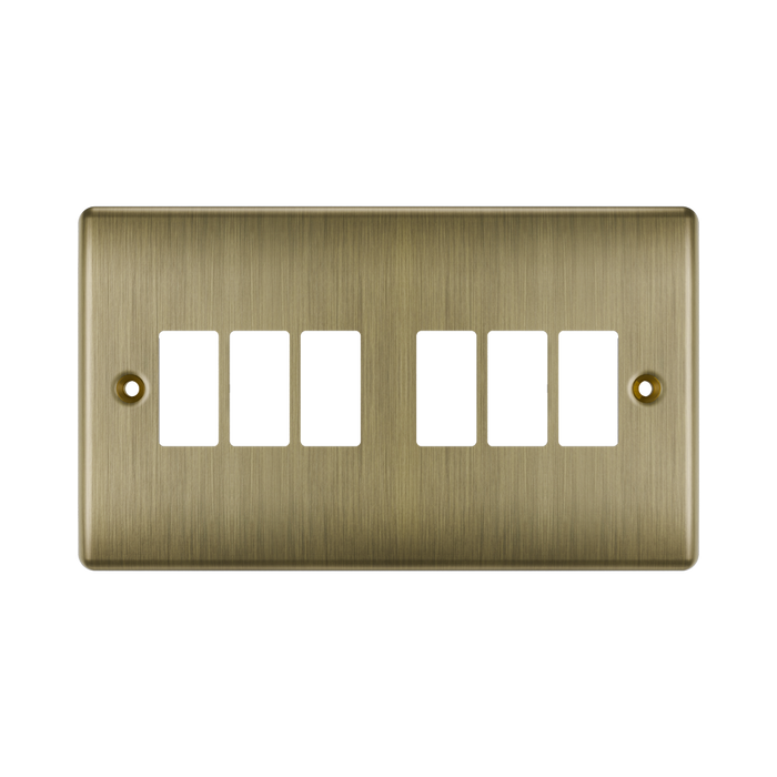 BG GridLite Nexus Metal Antique Brass 6G Grid Plate MNAB6 – front view