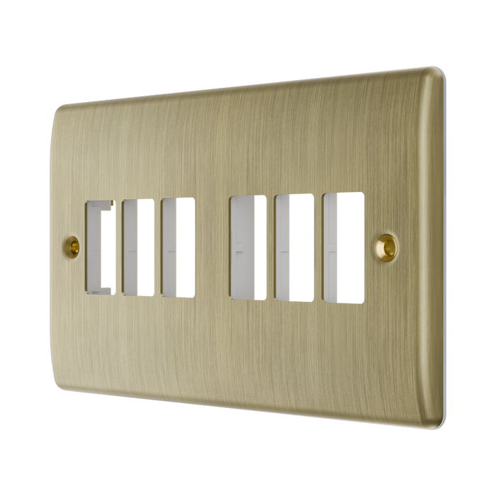 BG GridLite Nexus Metal Antique Brass 6G Grid Plate MNAB6 – angled view