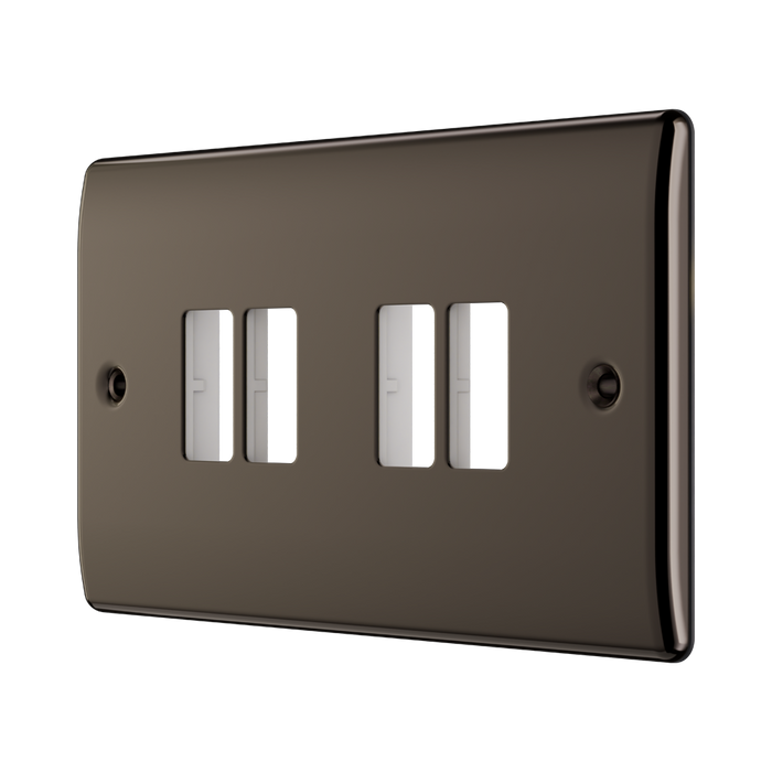 BG GridLite Nexus Metal Black Nickel 4G Grid Plate MNBN4 – angled view