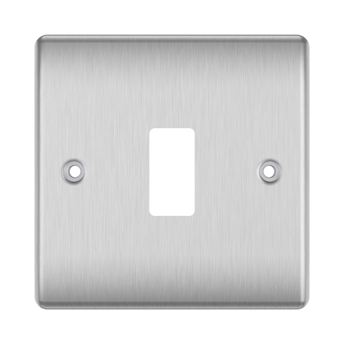 BG GridLite Nexus Metal Brushed Steel 1G Grid Plate MNBS1 – front view