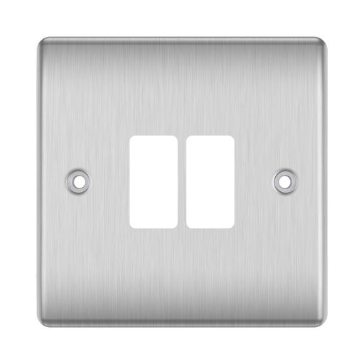 BG GridLite Nexus Metal Brushed Steel 2G Grid Plate MNBS2 – front view