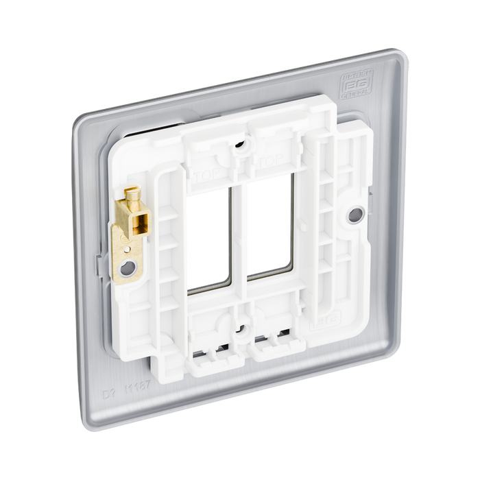 BG GridLite Nexus Metal Brushed Steel 2G Grid Plate MNBS2 – side view