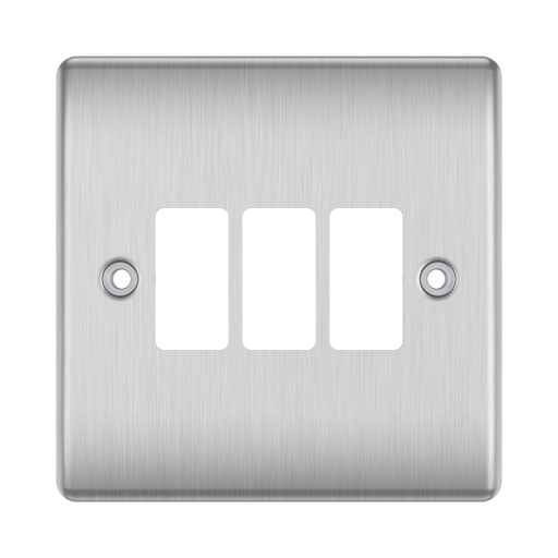 BG GridLite Nexus Metal Brushed Steel 3G Grid Plate MNBS3 – front view