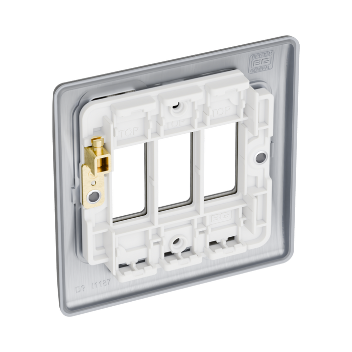 BG GridLite Nexus Metal Brushed Steel 3G Grid Plate MNBS3 – side view