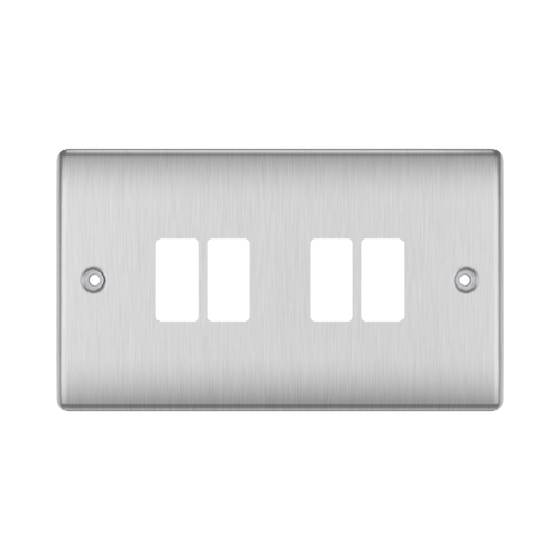 BG GridLite Nexus Metal Brushed Steel 4G Grid Plate MNBS4 – front view