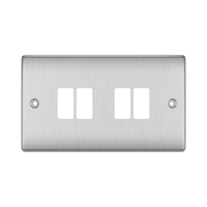 BG GridLite Nexus Metal Brushed Steel 4G Grid Plate MNBS4 – front view