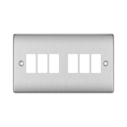 BG GridLite Nexus Metal Brushed Steel 6G Grid Plate MNBS6 – front view