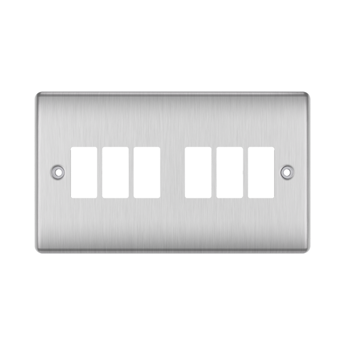 BG GridLite Nexus Metal Brushed Steel 6G Grid Plate MNBS6 – front view