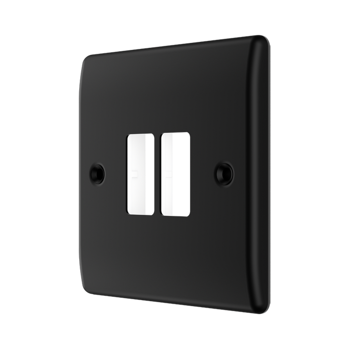 BG GridLite Nexus Metal Matt Black 2G Grid Plate MNFB2 – angled view