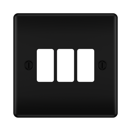 BG GridLite Nexus Metal Matt Black 3G Grid Plate MNFB3 – front view