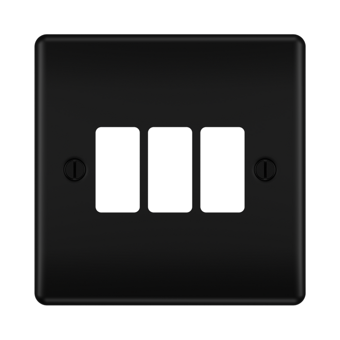 BG GridLite Nexus Metal Matt Black 3G Grid Plate MNFB3 – front view