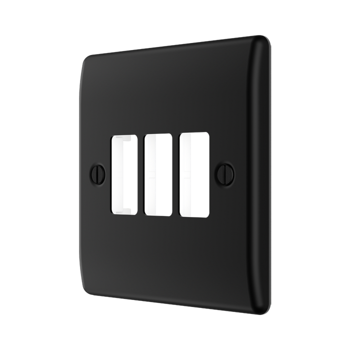 BG GridLite Nexus Metal Matt Black 3G Grid Plate MNFB3 – angled view