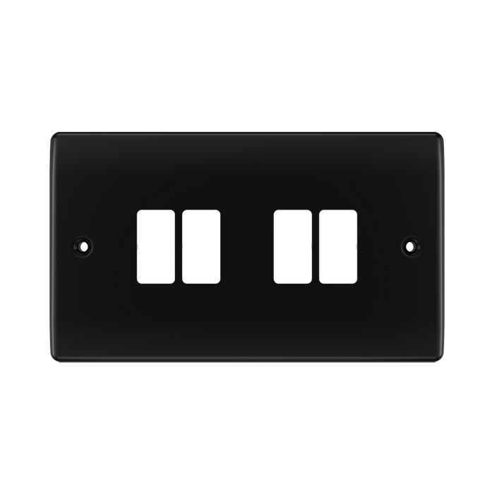 BG GridLite Nexus Metal Matt Black 4G Grid Plate MNFB4 – front view